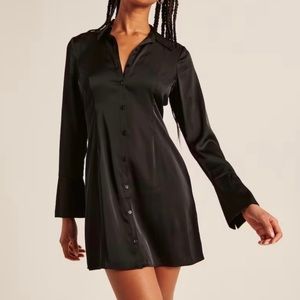 NWT Abercrombie Black Silk Shirt Dress